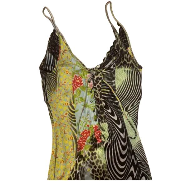 Vintage Luxury Roberto Cavalli Designer Dress Animal Print Floral Patchwrk Sz 8 - Picture 6 of 7